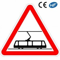 Panneau de signalisation en alu Traversée de voies de tramway (A9)