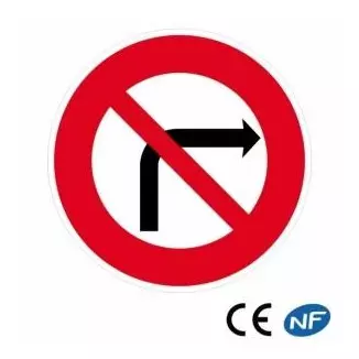 Panneau de circulation interdiction de tourner à droite (B2b)