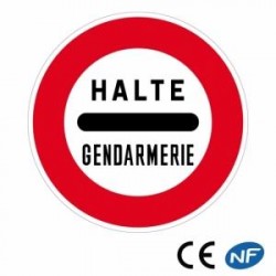 Panneau de circulation signalant un arrêt obligatoire au poste de gendarmerie (B5a)