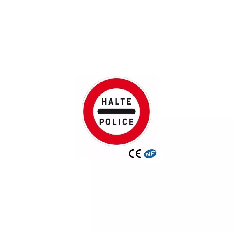 Panneau de circulation signalant un arrêt obligatoire au poste de police (B5b)
