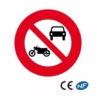 Panneau de circulation interdisant les véhicules à moteur de circuler sur la voie