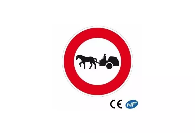 Panneau de circulation accès interdit aux véhicules à traction animale (B9c)