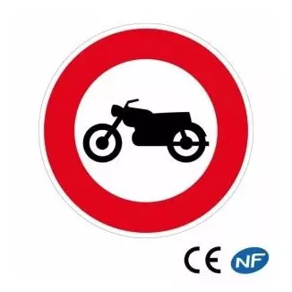 Panneau de circulation très robuste. Accès interdit aux motocyclettes (B9h)