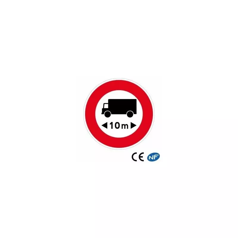 Panneau routier indiquant un accès interdit aux véhicules d'une certaine longueur.