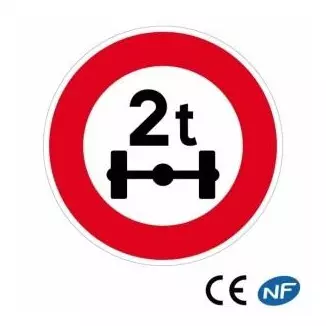 Panneau routier indiquant une limitation de poids par essieu (B13a)