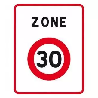 Panneau Code de la route signalant l'entrée d'une zone à 30 km/h B30