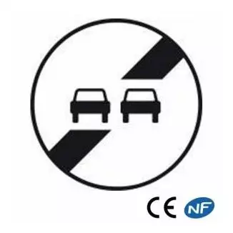 Panneau routier indiquant une fin d'interdiction de dépasser B34