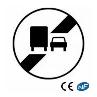 Panneau routier de fin d'interdiction de dépasser pour les poids lourds B34a