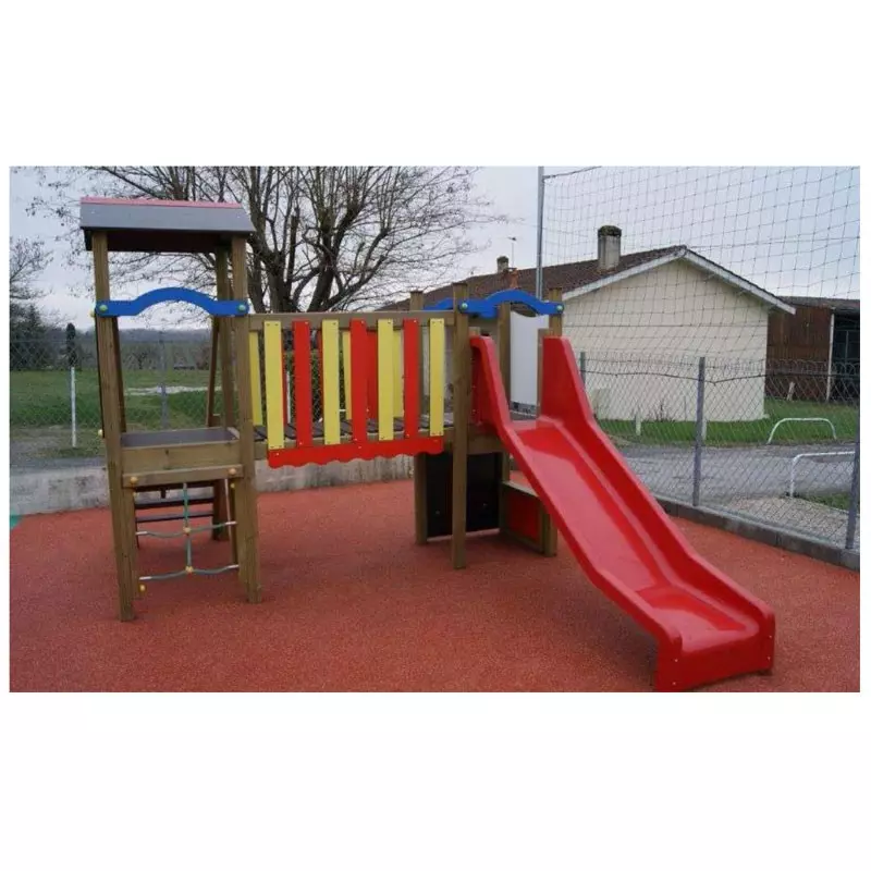 Aire de Jeux pour Enfants Play Up : 2 toboggans + Mur d'Escalade