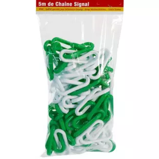 Sachet de 5 m de chaîne plastique Verte et Blanche