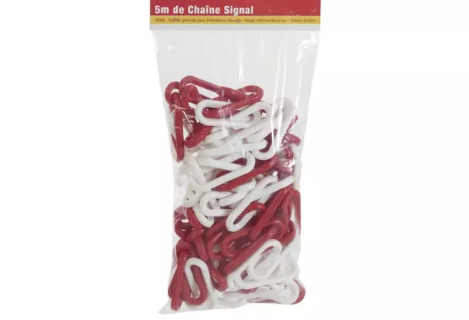 Sachet de 5 m de chaîne plastique Rouge et Blanche