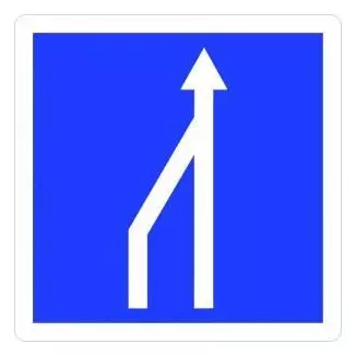 Panneau de route indiquant une réduction du nombre de voies C28 ex1