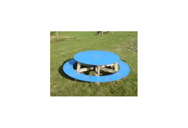 Visuel de la table de pique-nique enfant ronde en compact et bois - DMC Direct