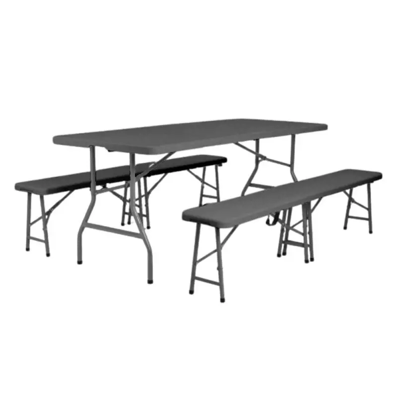 Ensemble 10 tables et 20 bancs pliants en polypro Grey Edition®