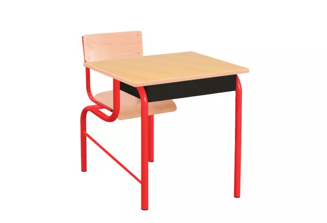 Visuel du bureau scolaire avec 2 chaises intégrées - DMC Direct