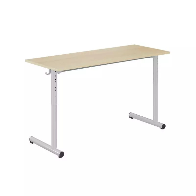 Table scolaire réglable Pieds ronds 2 places : 130x50 cm