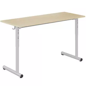 Table scolaire réglable Pieds ronds 2 places : 130x50 cm