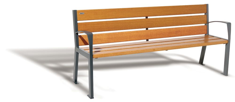 banc urbain en bois et métal