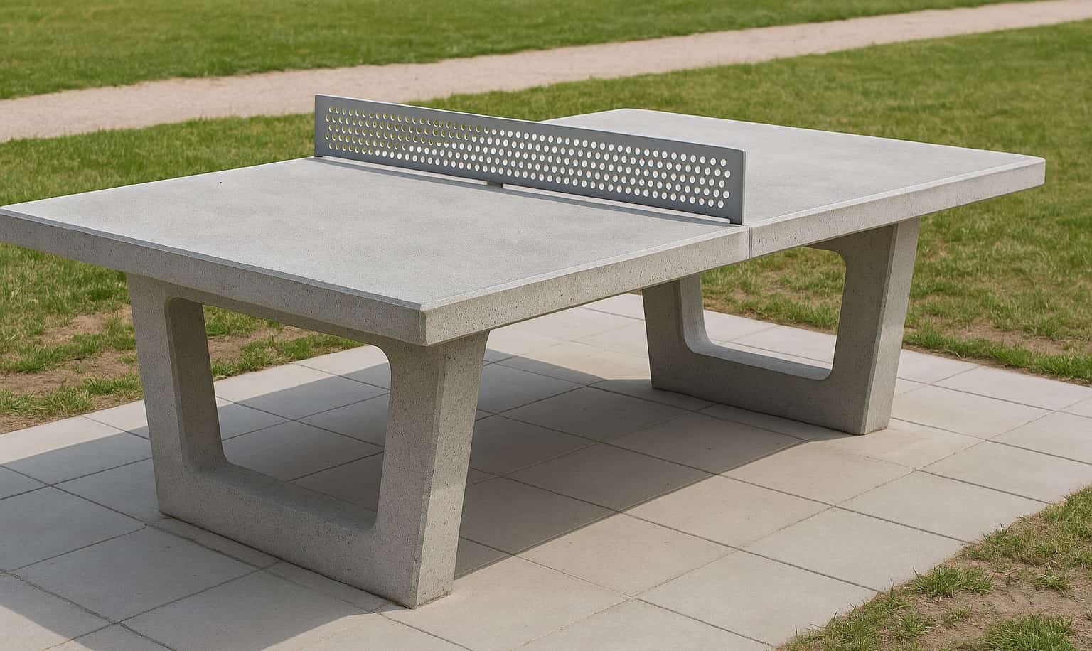 table de ping pong exterieur en béton installée dans un parc