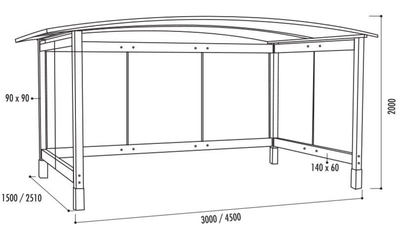 Les dimensions de l'abri bus ViToria