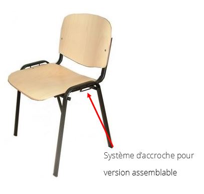 Chaise Iso Comfort bois avec accroches version assemblable et empilable - DMC Direct