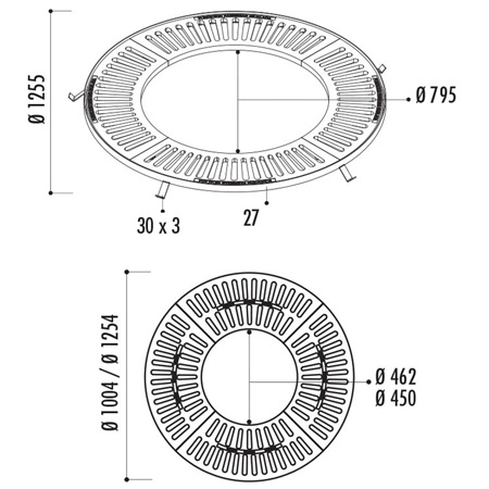 Dimensions de la grille d'arbre Cuadrado