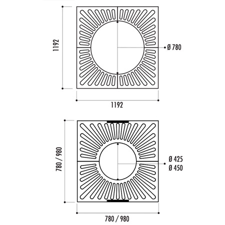 Dimensions de la grille d'arbre Cuadrado