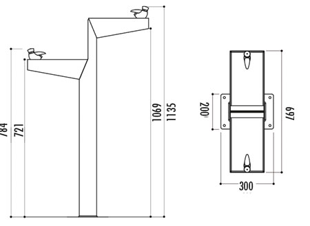 Dimensions de la fontaine Miniminus