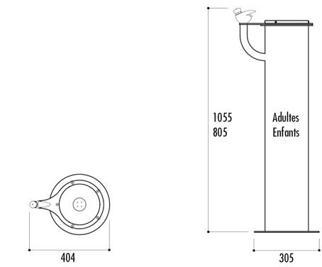 Dimensions de la fontaine Miniminus