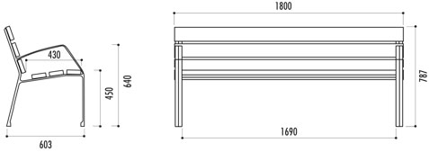 Banc en bois de pin et fonte 6 lames