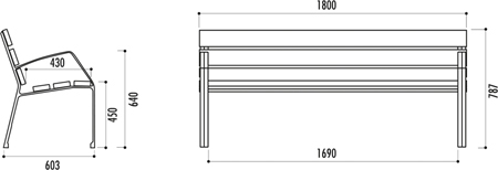 Banc en bois et pieds en fonte