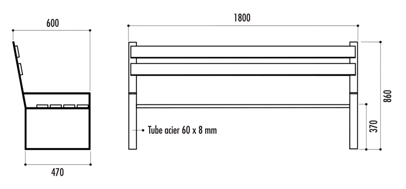 Banc Dallas en bois, alu ou Compact