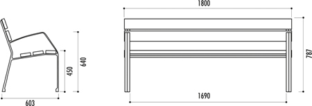 Banc en bois exotique et fonte