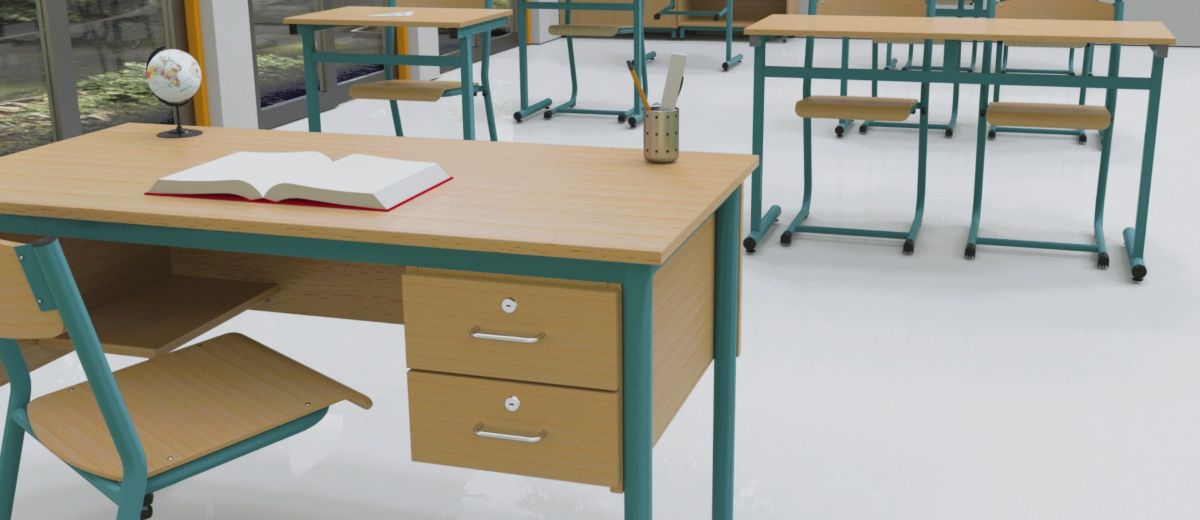 chaise lycée en bois avec pieds en acier