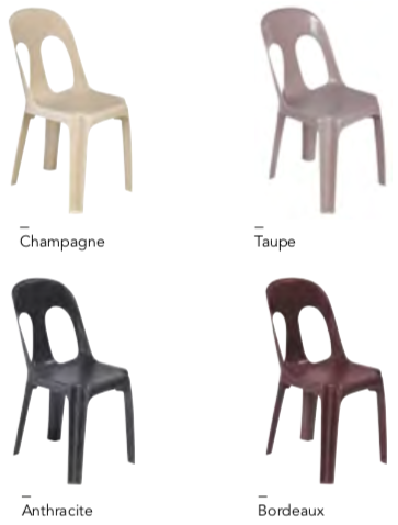 coloris de la chaise empilable Sirtaki M2 - DMC Direct