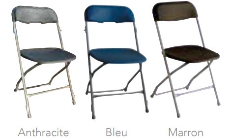 chaise pliante de collectivité en trois coloris - dmc direct